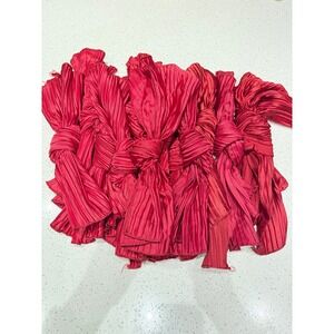 Set of 12 Red Satin Pleated Napkins